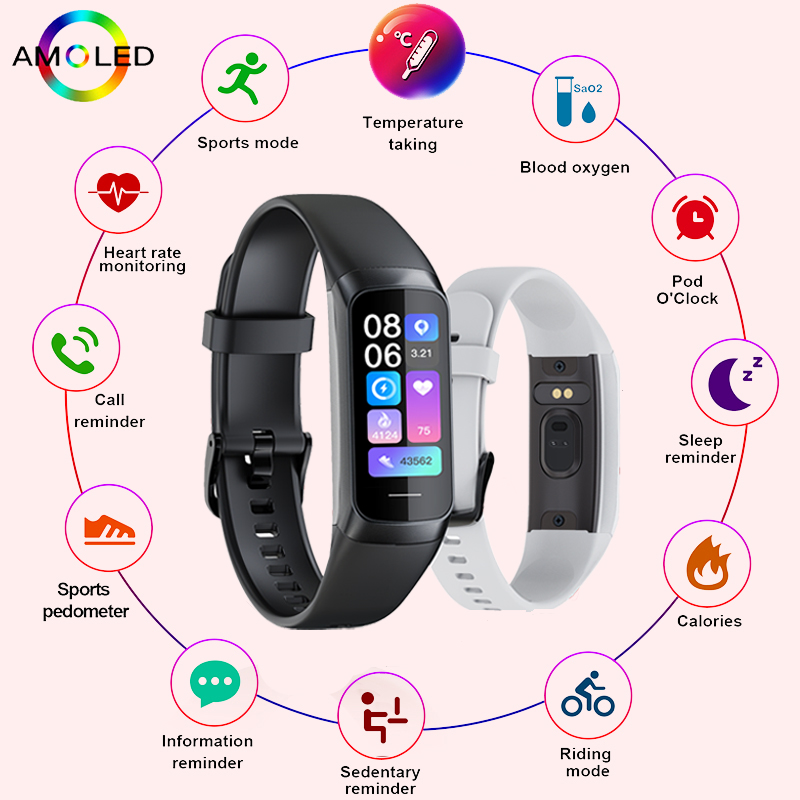 Smartwatch Health Watches For Men - LIGE 1.1 pollici Amoled cardiofrequenzimetro braccialetto