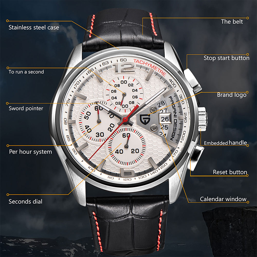 Anti-Magnetic Watch - PAGANI DESIGN Nuovo PD-3306 Orologio Cronografo